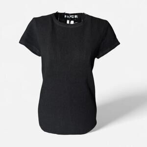 IN Cashmere 100% Cashmere Black Short Sleeve Sweater Size M